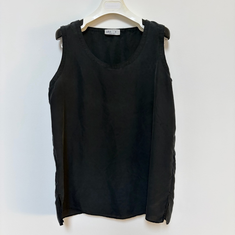 BHS Silk Sleeveless Top Shell Black Large